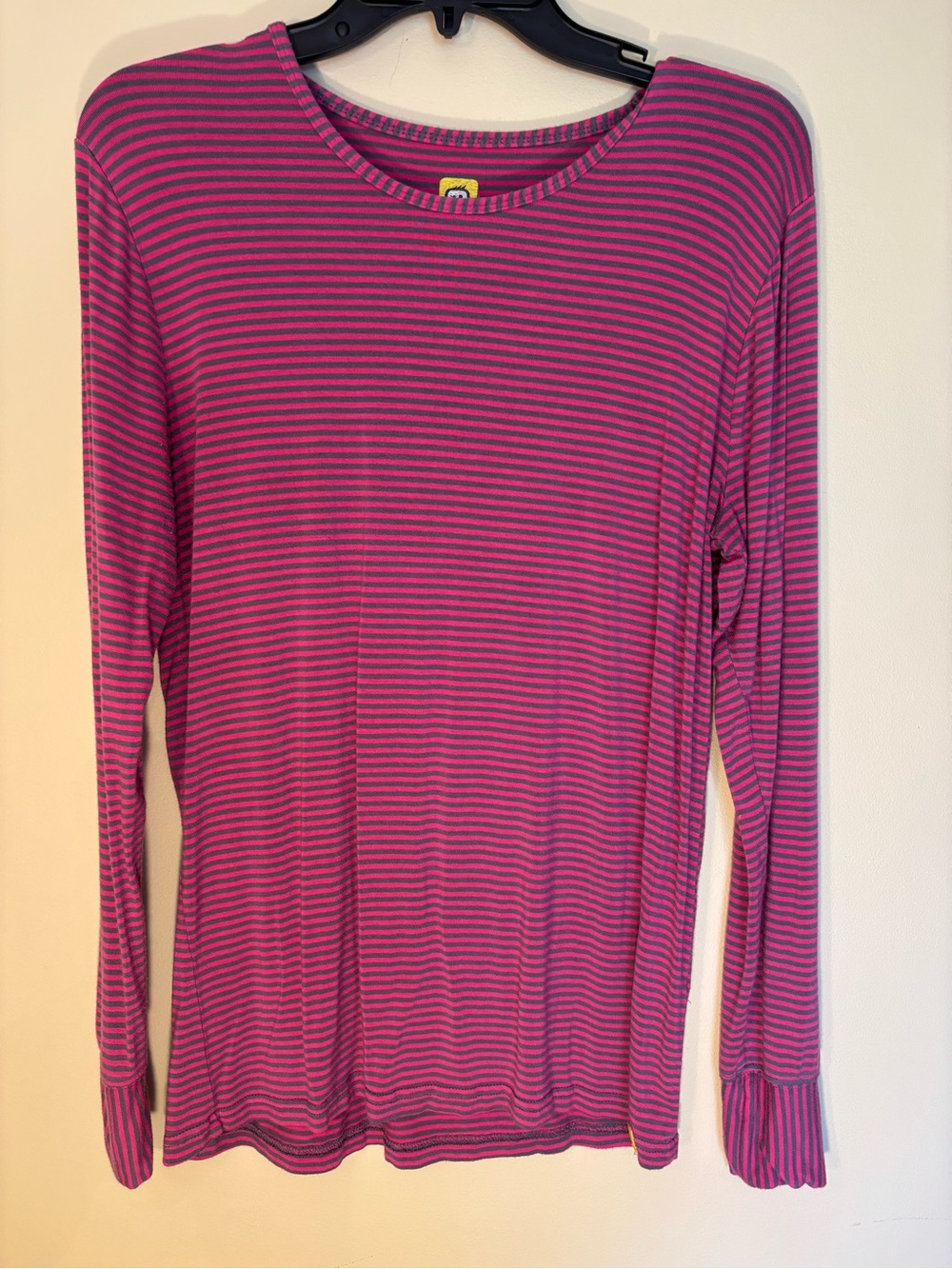 WonderWink Women's Long Sleeve Striped Tee - Pink & Gray